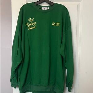 Green Crewneck Sweater with Motivational Print